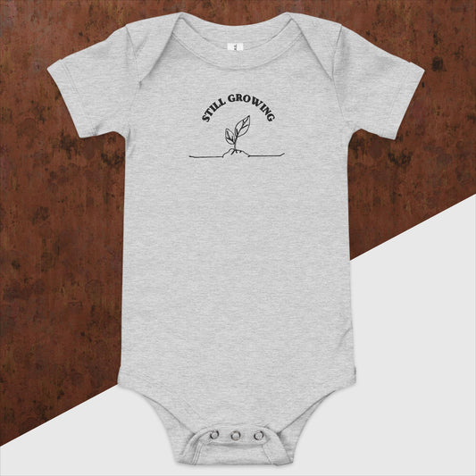 Still Growing *Embroidered*- Baby short sleeve one piece